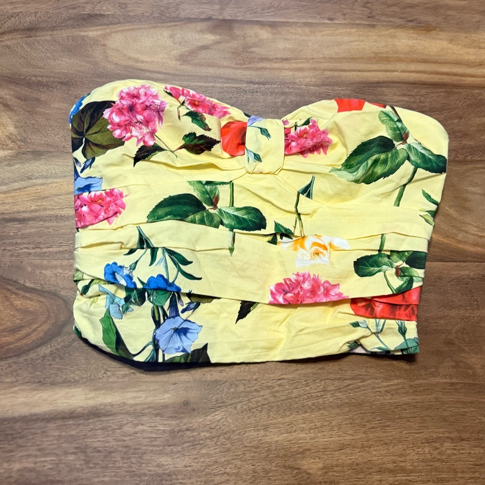 Express Yellow Floral Bustier Top